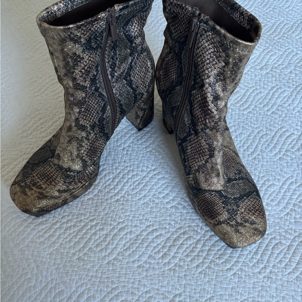 Impo Snake-Print Ankle Boots in Black and Brown